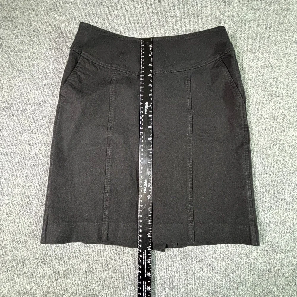 Banana Republic Women Black Denim Straight Pencil Skirt 8 Preppy Stretch Pockets